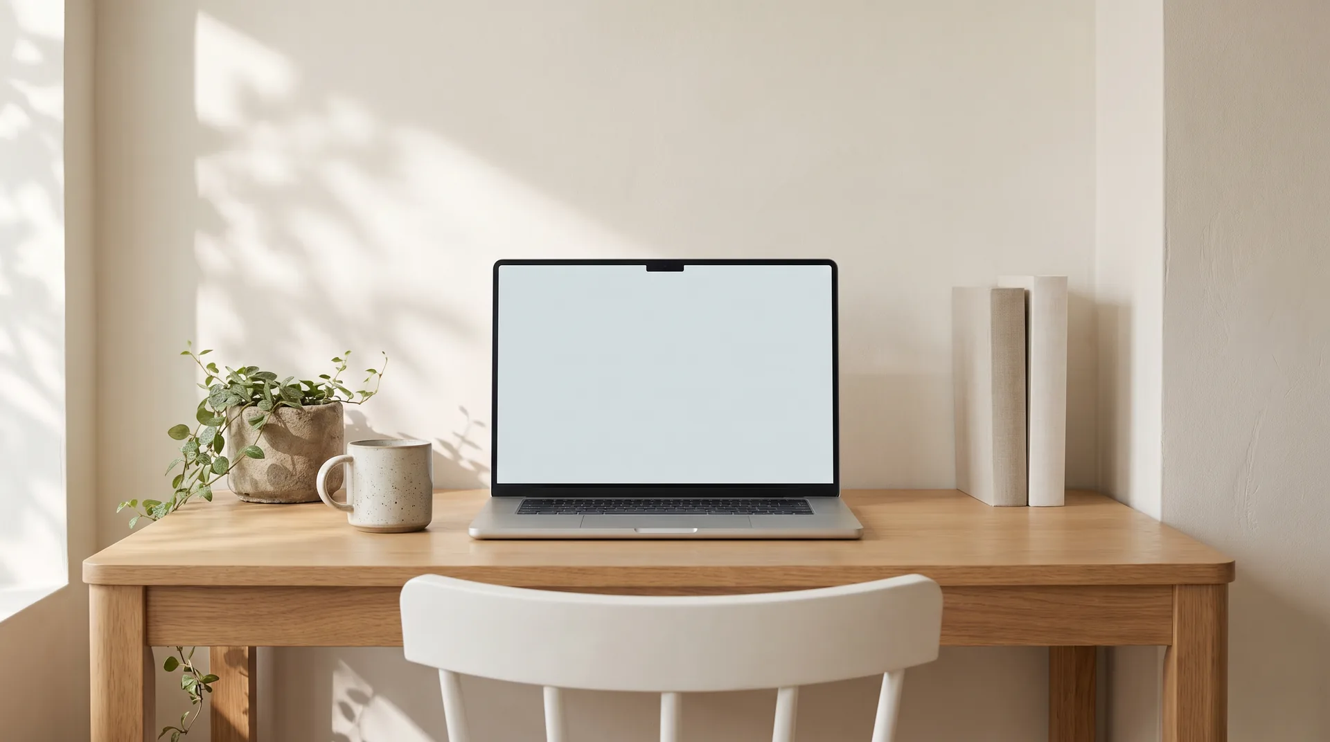 A laptop on a desk at home.